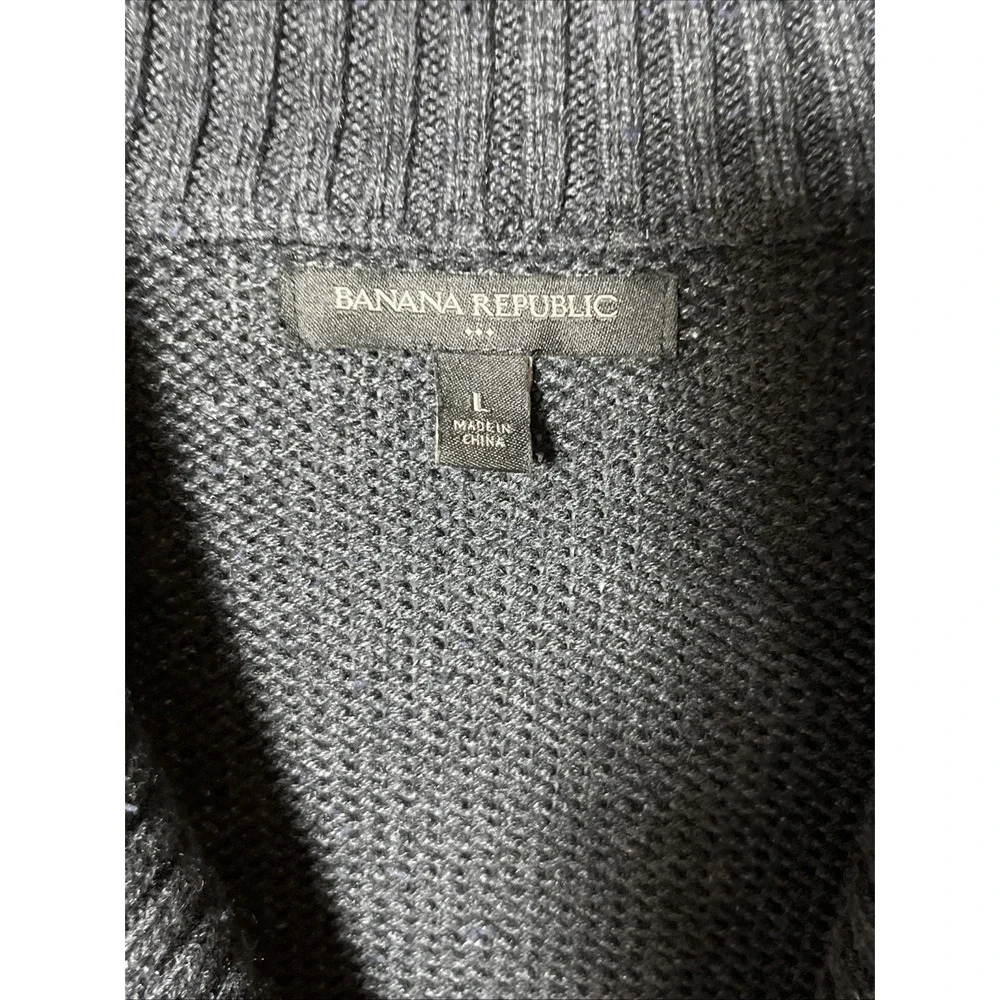Banana Republic Mens Gray‎ Fair Isle Shawl Collar Cardigan Sweater Wool Blend L